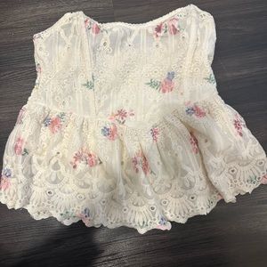 Strapless floral and lace top